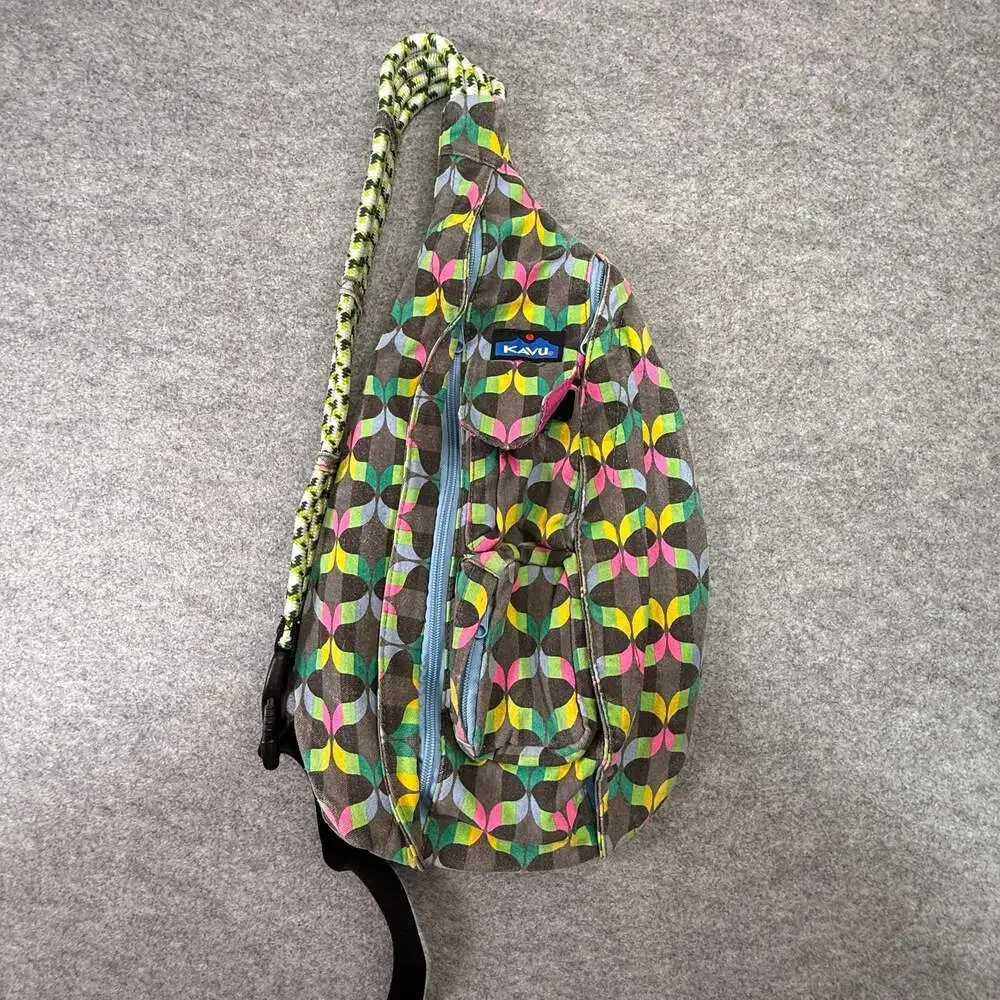 KAVU Original Rope Sling Bag in Butterfly Geometric Print